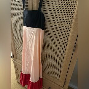Kate Spade Colorblock Maxi Dress with Red Ruffle Hem